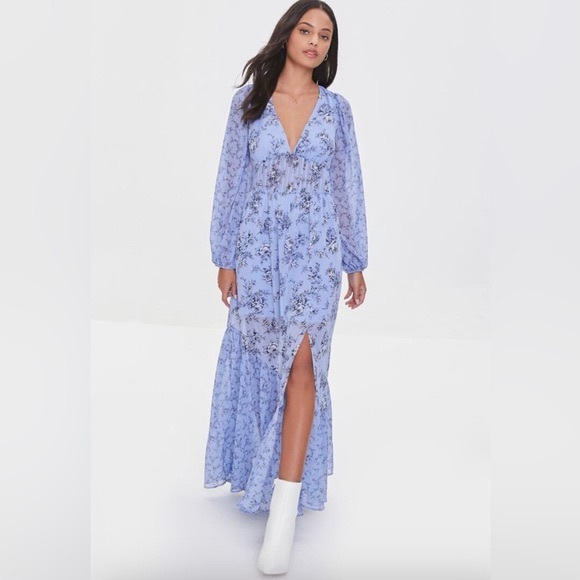 Forever 21 Dresses & Skirts - Forever 21 Light Blue Floral Maxi Dress